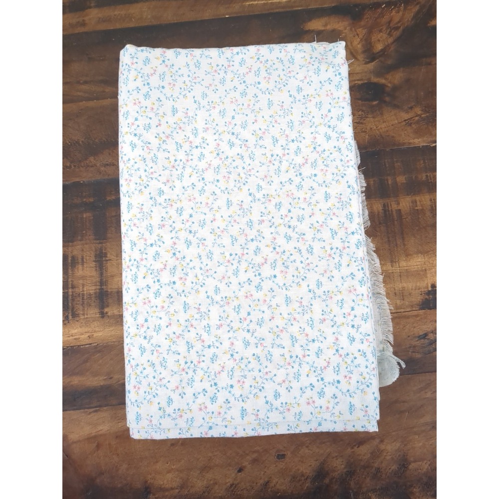 White with‎ Multicolor Dainty flowers Fabric 3 Yards